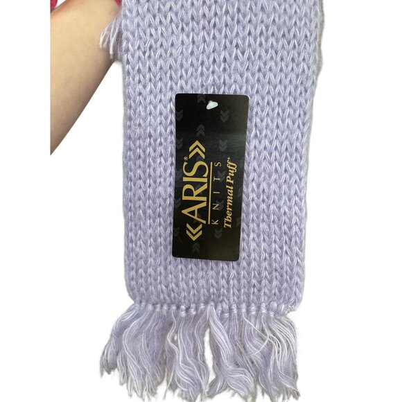 Aris Knits Thermal Puff Lavender Acrylic Scarf With Tassels - Picture 3 of 12